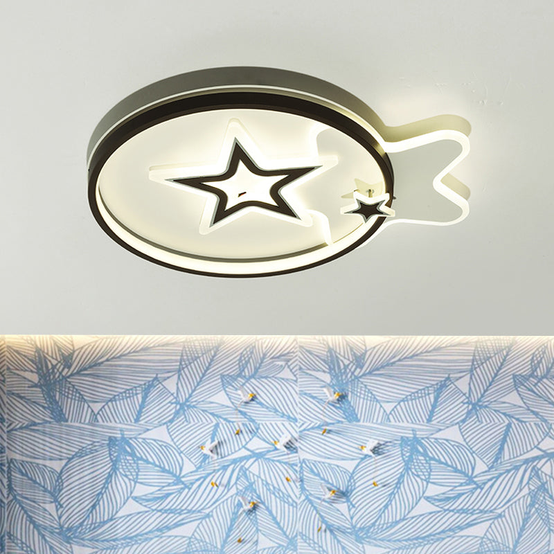 Loving Heart/Star Flushmount Lighting Contemporary Acrylic LED Black Ceiling Light Fixture for Sleeping Room