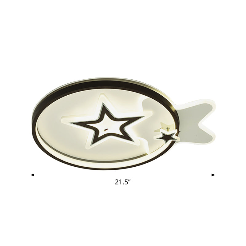 Loving Heart/Star Flushmount Lighting Contemporary Acrylic LED Black Ceiling Light Fixture for Sleeping Room