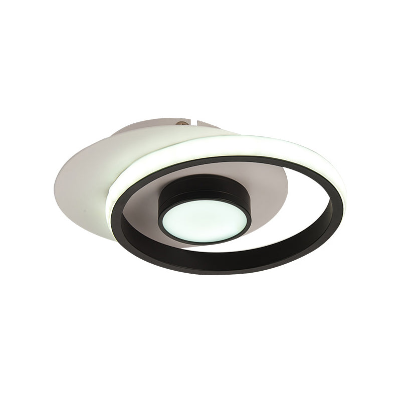 Ring Flush Mount Lamp Modernist Metallic Gold/Black-White LED Flushmount Light for Corridor, Warm/White Light