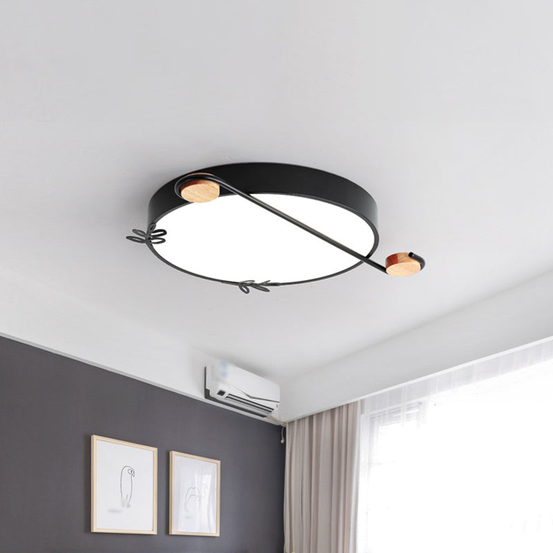 16"/19.5" Wide Drum Metallic Flushmount Lighting Simple Black/Grey/White LED Ceiling Light Fixture for Bedroom