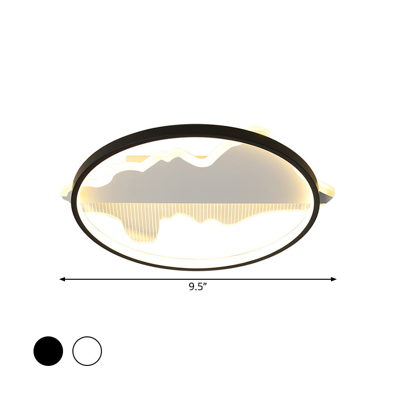 Plafoniera da incasso rotonda in bianco/nero Lampada da incasso a LED moderna in metallo con luce calda/bianca, larghezza 9,5"/16,5"/20,5"