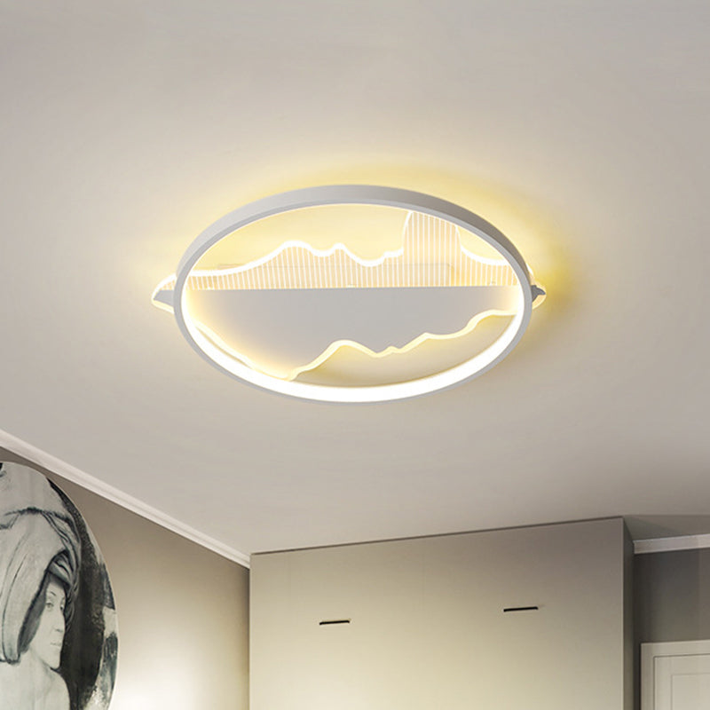Plafoniera da incasso rotonda in bianco/nero Lampada da incasso a LED moderna in metallo con luce calda/bianca, larghezza 9,5"/16,5"/20,5"