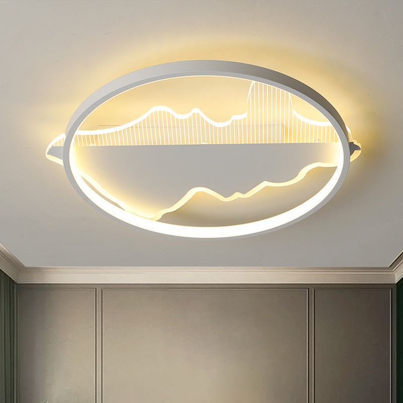 Plafoniera da incasso rotonda in bianco/nero Lampada da incasso a LED moderna in metallo con luce calda/bianca, larghezza 9,5"/16,5"/20,5"