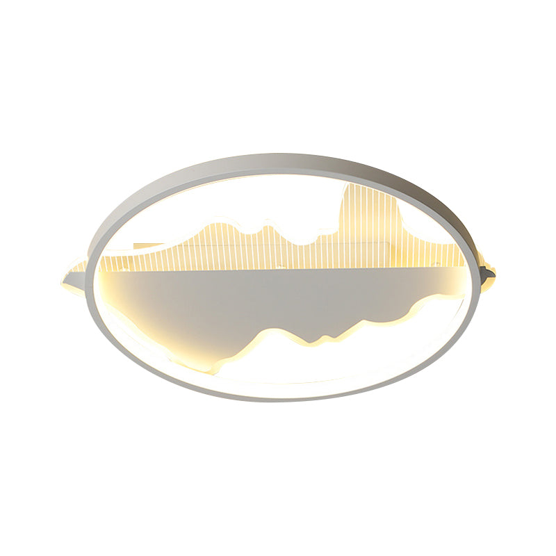 Plafoniera da incasso rotonda in bianco/nero Lampada da incasso a LED moderna in metallo con luce calda/bianca, larghezza 9,5"/16,5"/20,5"