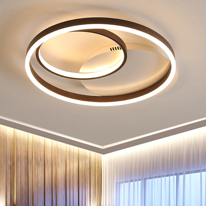 Halo Ring Flush Mount Contemporary Metallic Gold/Coffee LED Ceiling Light Fixture in Warm/White Light, 18/21.5 Inch Width