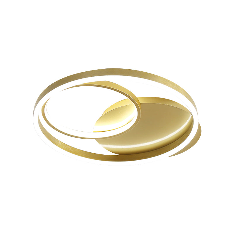 Halo Ring Flush Mount Contemporary Metallic Gold/Coffee LED Ceiling Light Fixture in Warm/White Light, 18/21.5 Inch Width