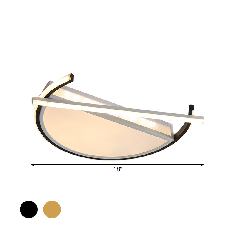 18"/21.5" Wide Geometric Flush Mount Fixture Contemporary Metal LED Parlor Flush Ceiling Light in Black/Gold