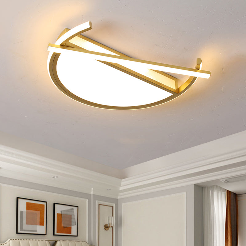 18"/21.5" Wide Geometric Flush Mount Fixture Contemporary Metal LED Parlor Flush Ceiling Light in Black/Gold