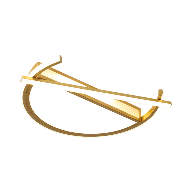 18"/21.5" Wide Geometric Flush Mount Fixture Contemporary Metal LED Parlor Flush Ceiling Light in Black/Gold