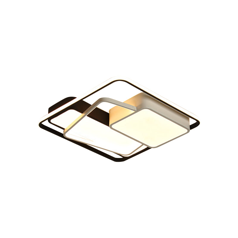 Modernist LED Ceiling Mounted Lamp with Acrylic Shade Black Geometric Flushmount Lighting in Warm/White Light, 18"/21.5" Width