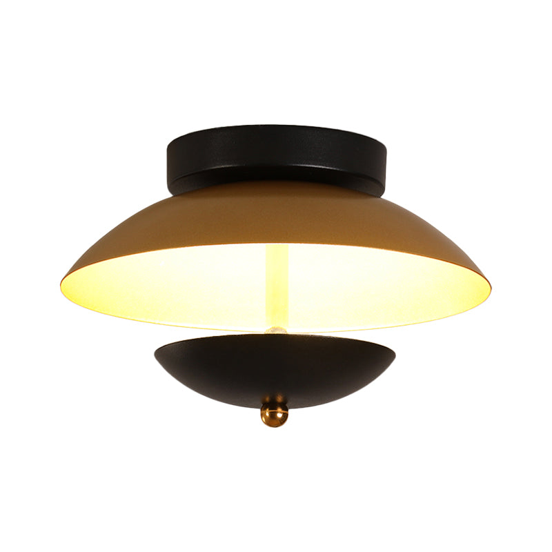 Modern Plate-Shape Ceiling Mounted Light Metallic Hall Aisle LED Flush Lamp Fixture in White/Gold