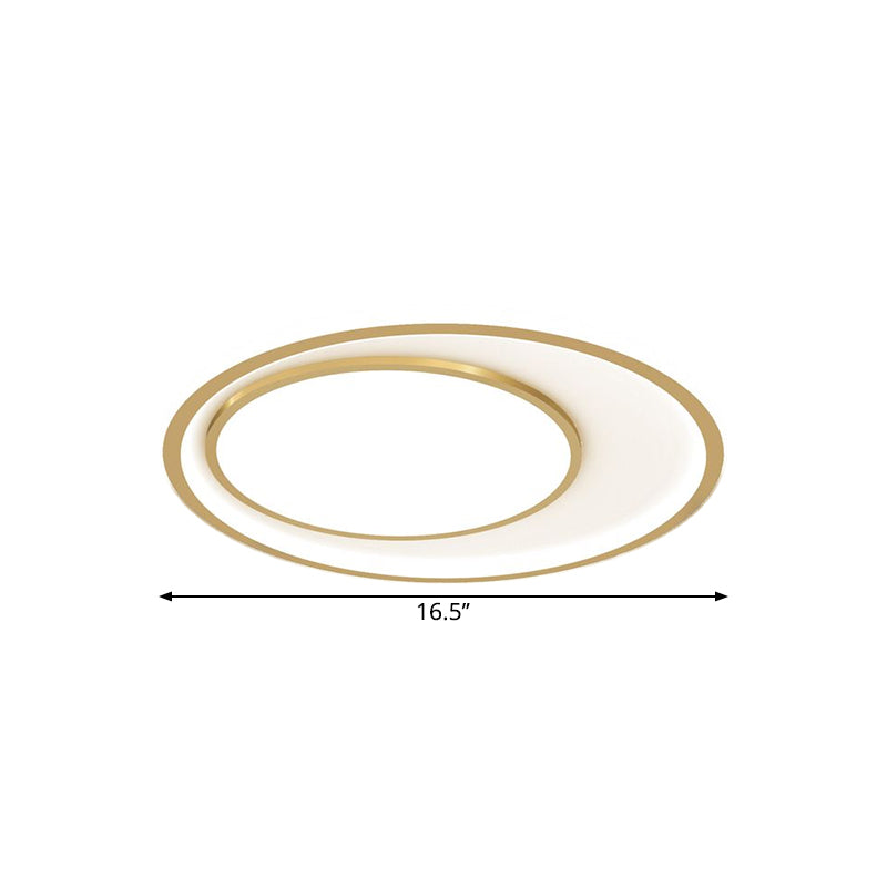Abgerundete, bündige Deckenleuchte, modernes Acryl, 16,5"/20,5" breite LED-Gold-Unterputzbeleuchtung