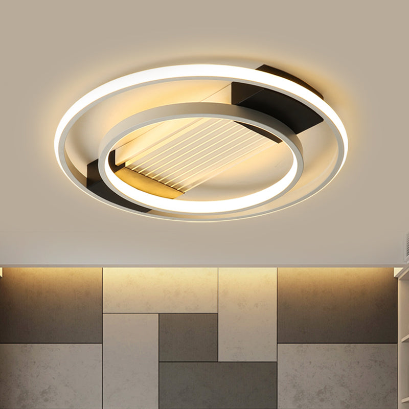 Acrylic Circular Flush Mount Lamp Nordic LED Flush Ceiling Light in Black, 16.5"/20.5" Wide