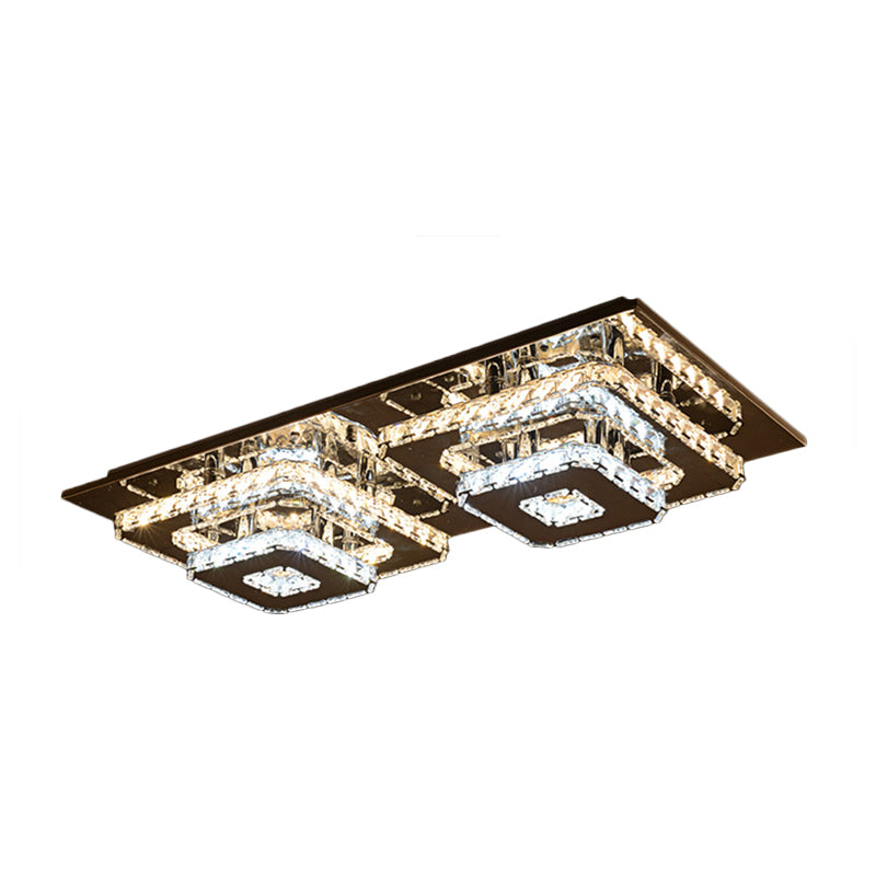 LED de techo cuadrado LED cromado Flush Minimalista Bloque de cristal Montaje de montaje Luz de montaje