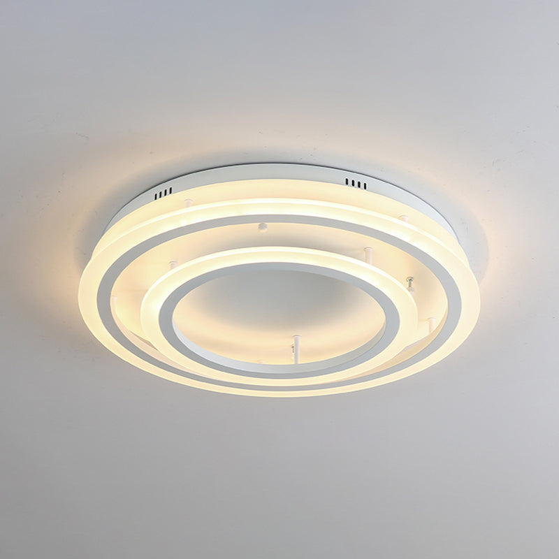 Acrylic Hoop Ceiling Lighting Contemporary LED White Flush Mount Lamp in Warm/White Light, 18"/29.5" Width