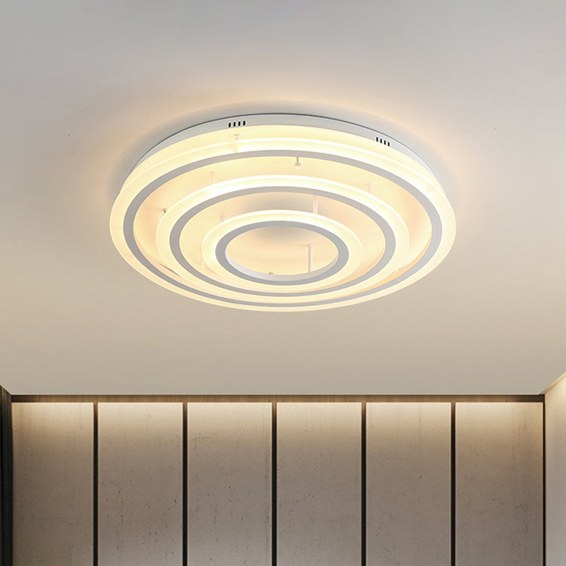 Acrylic Hoop Ceiling Lighting Contemporary LED White Flush Mount Lamp in Warm/White Light, 18"/29.5" Width