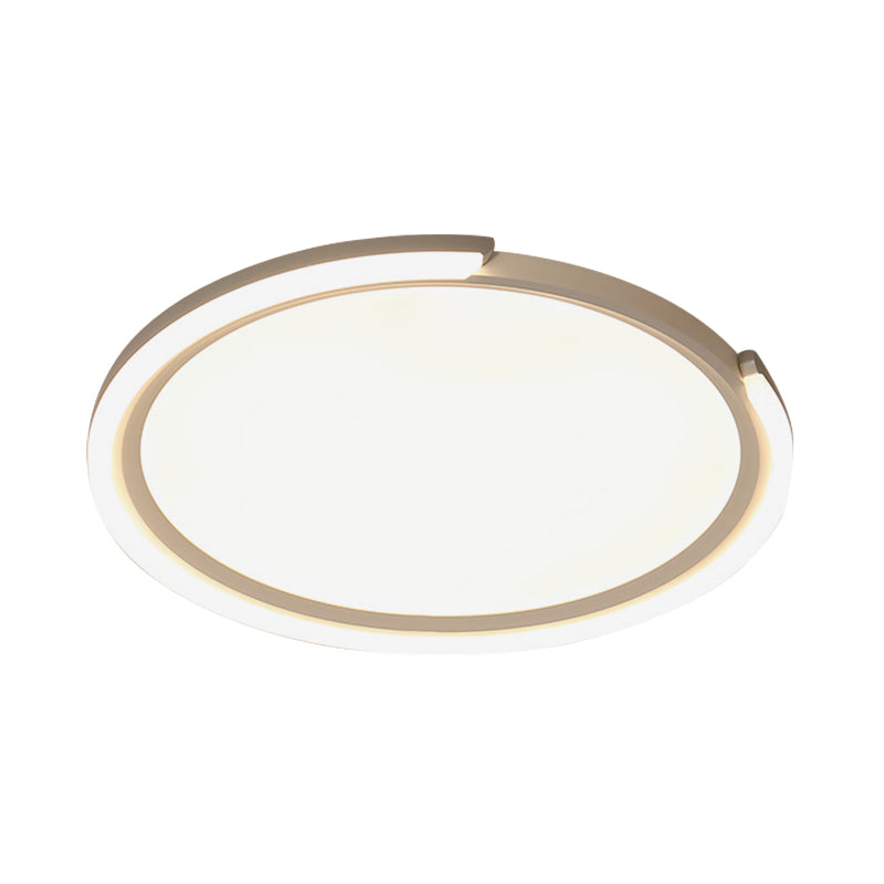 16"/19.5"/23.5" W Simple LED Flushmount White Round Close to Ceiling Lamp with Metallic Shade in Warm/White Light