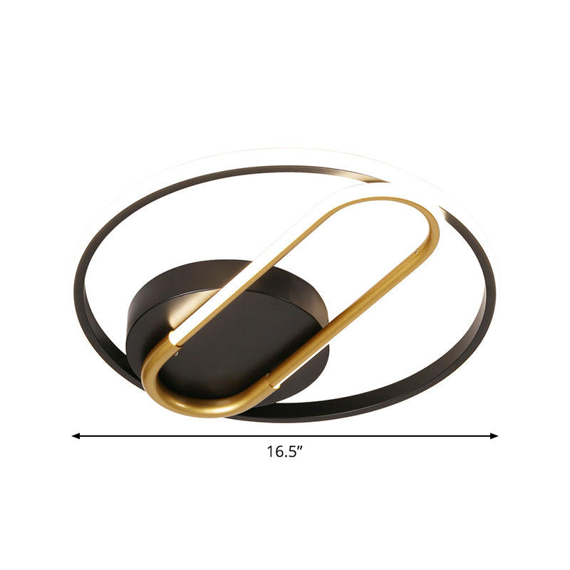 Ring and Oval Metal Ceiling Flush Modernist 16.5"/20.5" Width LED Black Flush Lighting Fixture in Warm/White Light