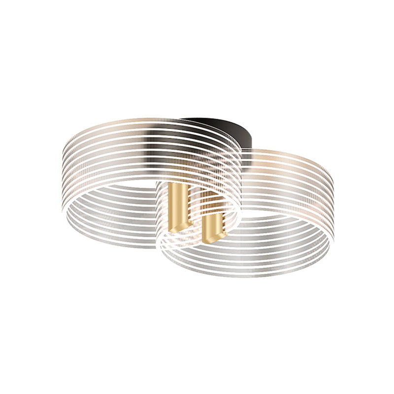 Black-Gold Round Semi Flush Simple 2/3/5 Lights Acrylic Ceiling Mount Light Fixture for Parlor