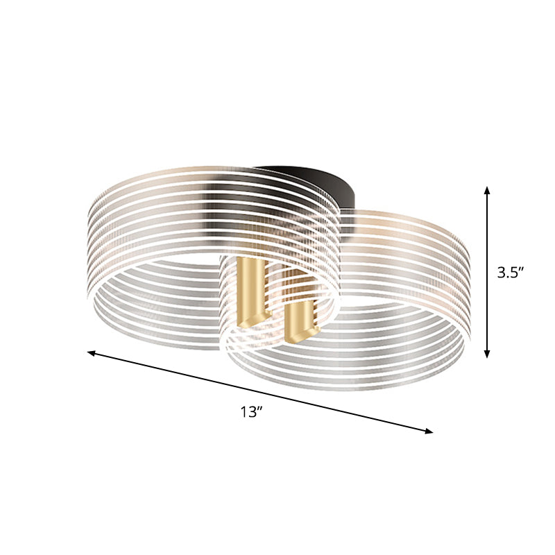 Black-Gold Round Semi Flush Simple 2/3/5 Lights Acrylic Ceiling Mount Light Fixture for Parlor