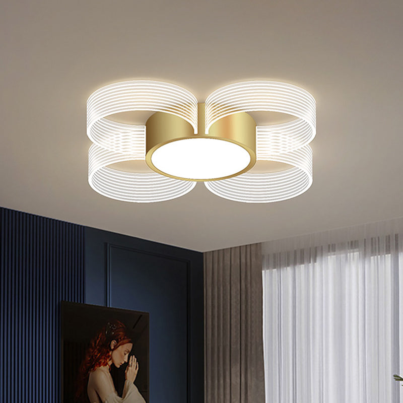 Modern Circle Massimale Light Acrilico 3/4/5 Bulbi Disegno Camera Flush Montaggio Illuminazione in Gold