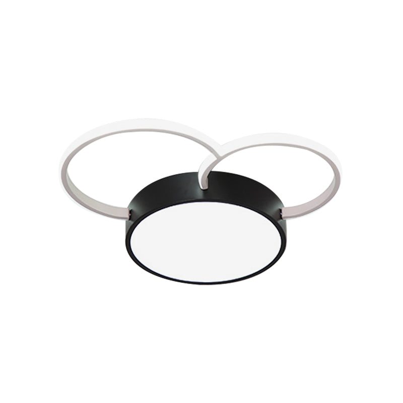 Round vicino all'illuminazione del soffitto modernismo in metallo camera da letto a LED lampada montato in bianco in bianco, 16 "/19.5" /23,5 "