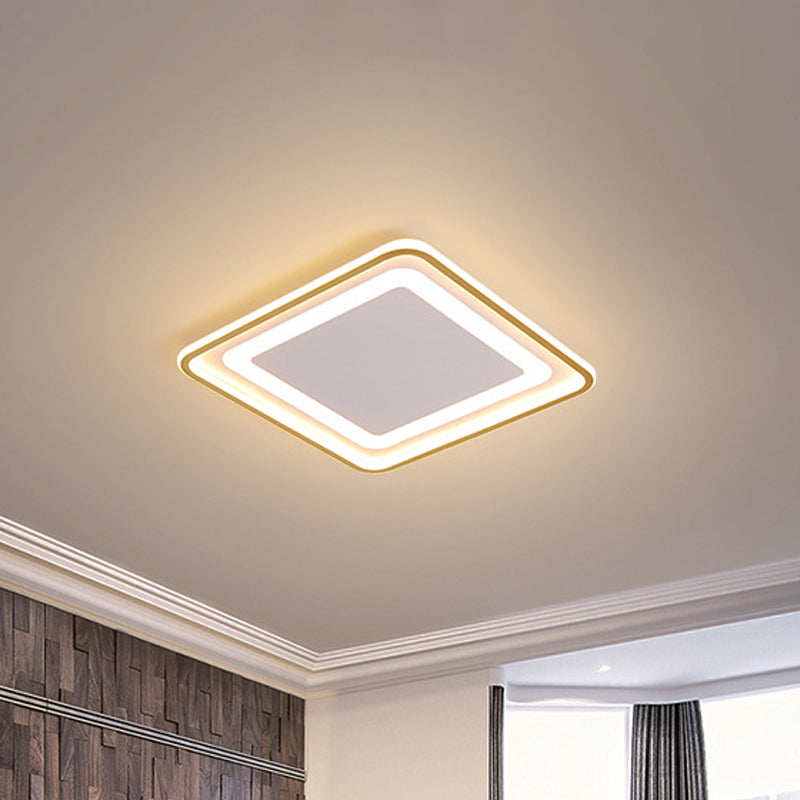 16.5"/20.5" W Modernity LED Flush Light Gold Squared Ceiling Lamp with Acrylic Shade in Warm/White Light for Bedroom