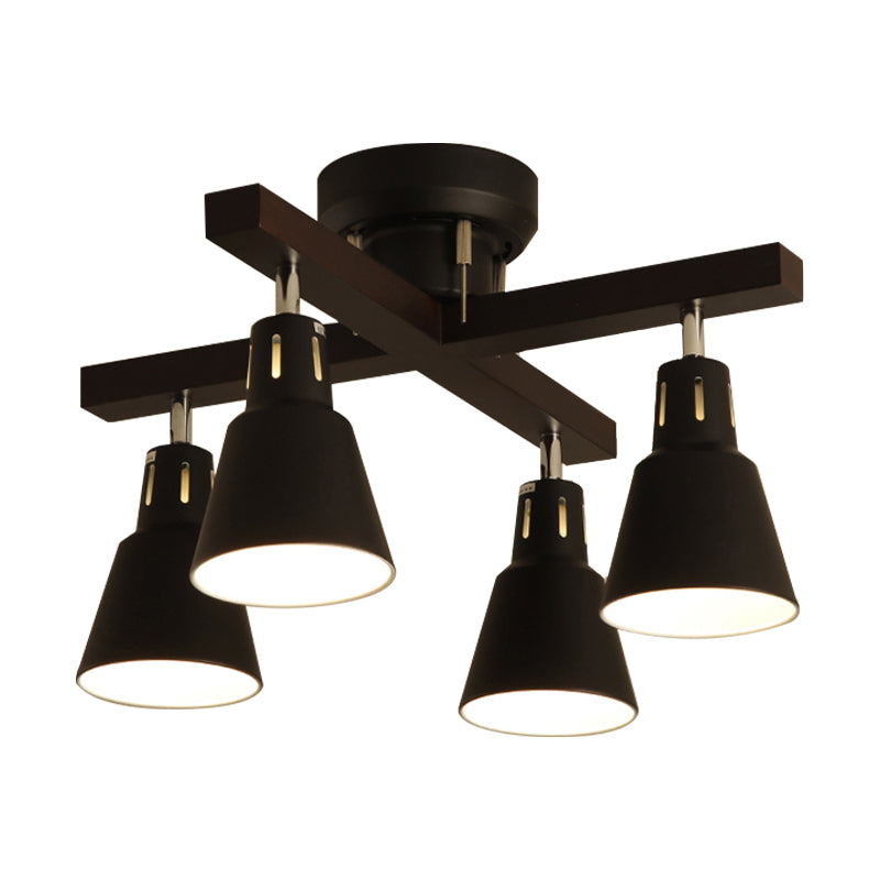 MONOCHROME BEAU SUBSEMBLE SEMI FLUX PLADIER LIGHT 4 LIGLES MODERNE METALLIQUE PLAFIQUE POUR LA CHAMBRE