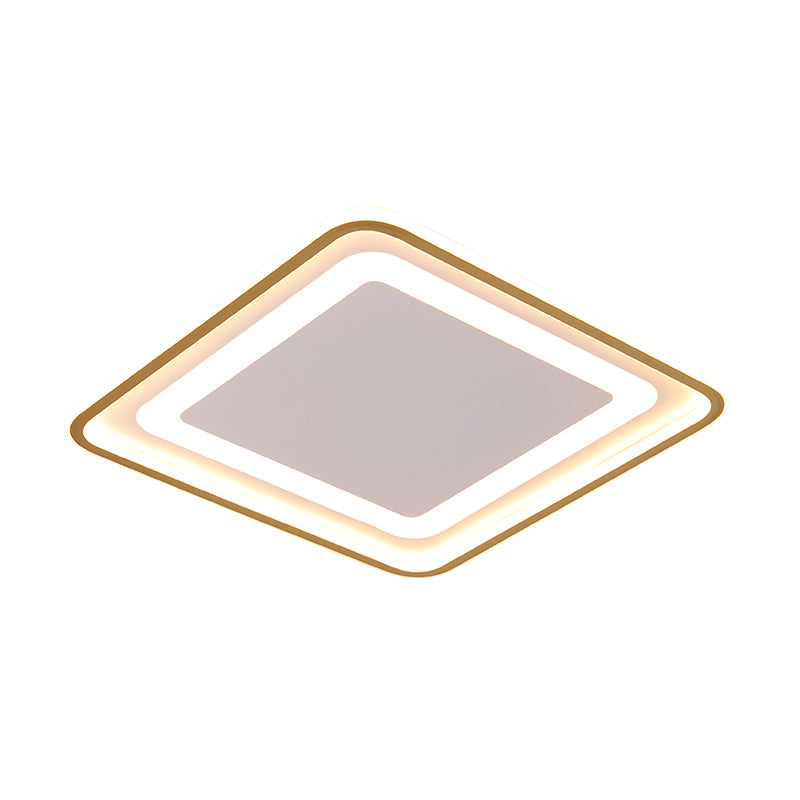 16.5"/20.5" W Modernity LED Flush Light Gold Squared Ceiling Lamp with Acrylic Shade in Warm/White Light for Bedroom