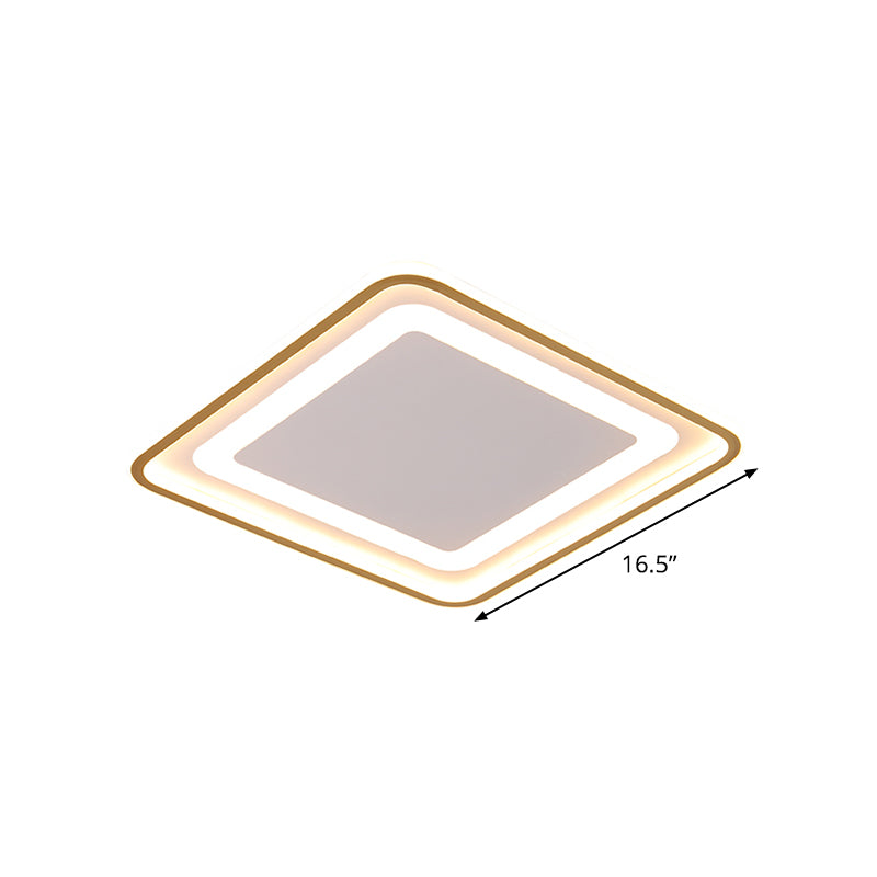 16.5"/20.5" W Modernity LED Flush Light Gold Squared Ceiling Lamp with Acrylic Shade in Warm/White Light for Bedroom