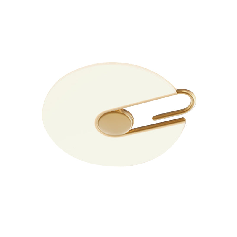 Minimalist Round Flush Mount Acrylic LED Bedroom Ceiling Light Fixture in White with Metal Clip Design