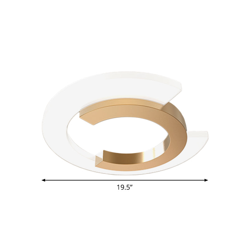 LED Camera Flush Montaggio Soffitto Light Modern Gold Lighting Fixture con C-Shape Acrilico Shade