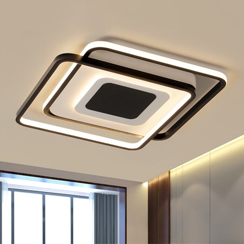 Black Overlapping Flush Light Minimalism LED Metallic Flush Mount Fixture, 18"/21.5" Width