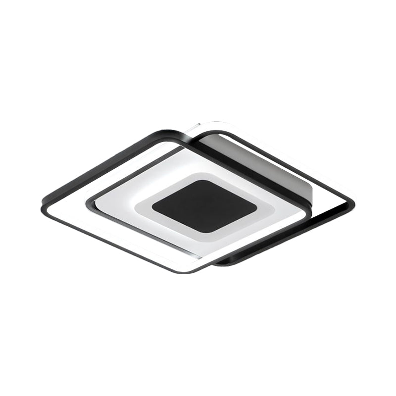 Black Overlapping Flush Light Minimalism LED Metallic Flush Mount Fixture, 18"/21.5" Width