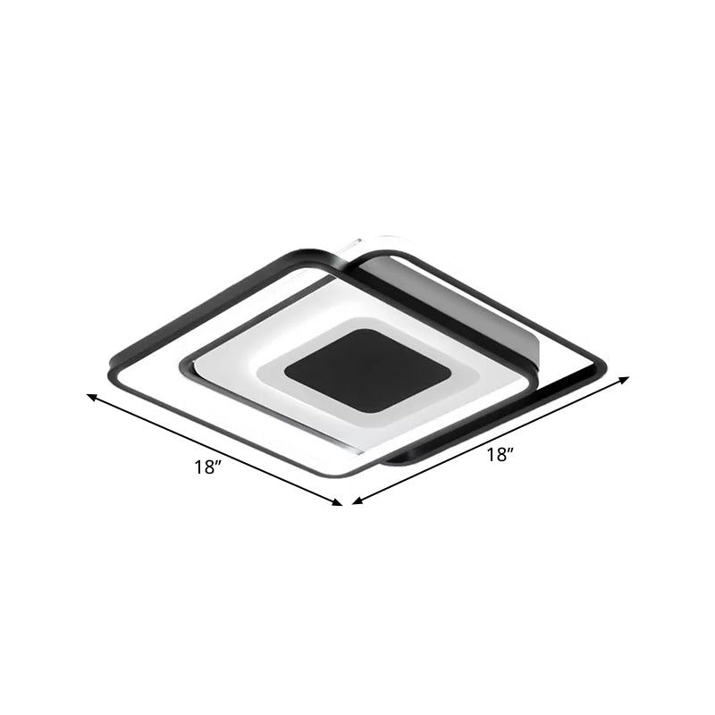 Black Overlapping Flush Light Minimalism LED Metallic Flush Mount Fixture, 18"/21.5" Width