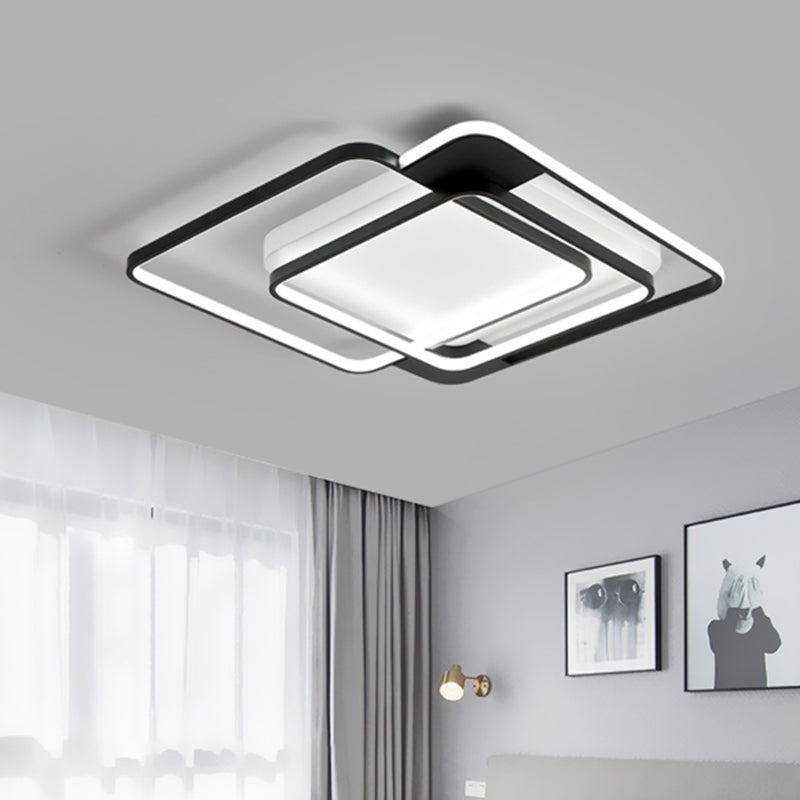 Lampada da incasso acrilica sovrapposta Moderna illuminazione da incasso a LED larga 16,5"/20,5" in nero per camera da letto
