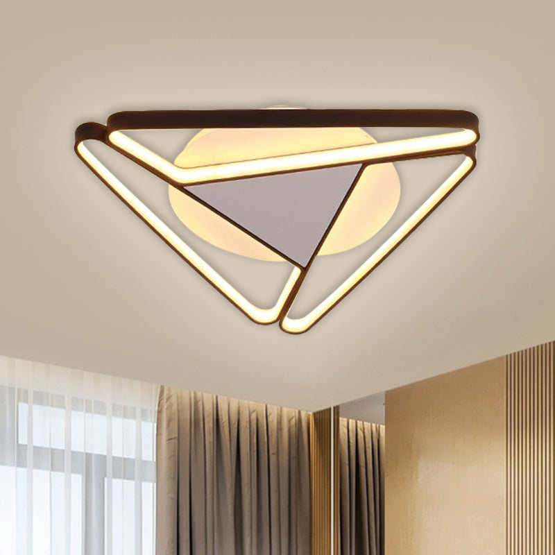 Nordic LED Flush Ceiling Light with Acrylic Shade Black/White c Triangle Flush Mount in Warm/White Light, 19.5"/29" W