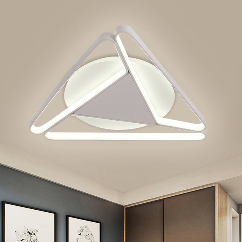 Nordic LED Flush Ceiling Light with Acrylic Shade Black/White c Triangle Flush Mount in Warm/White Light, 19.5"/29" W