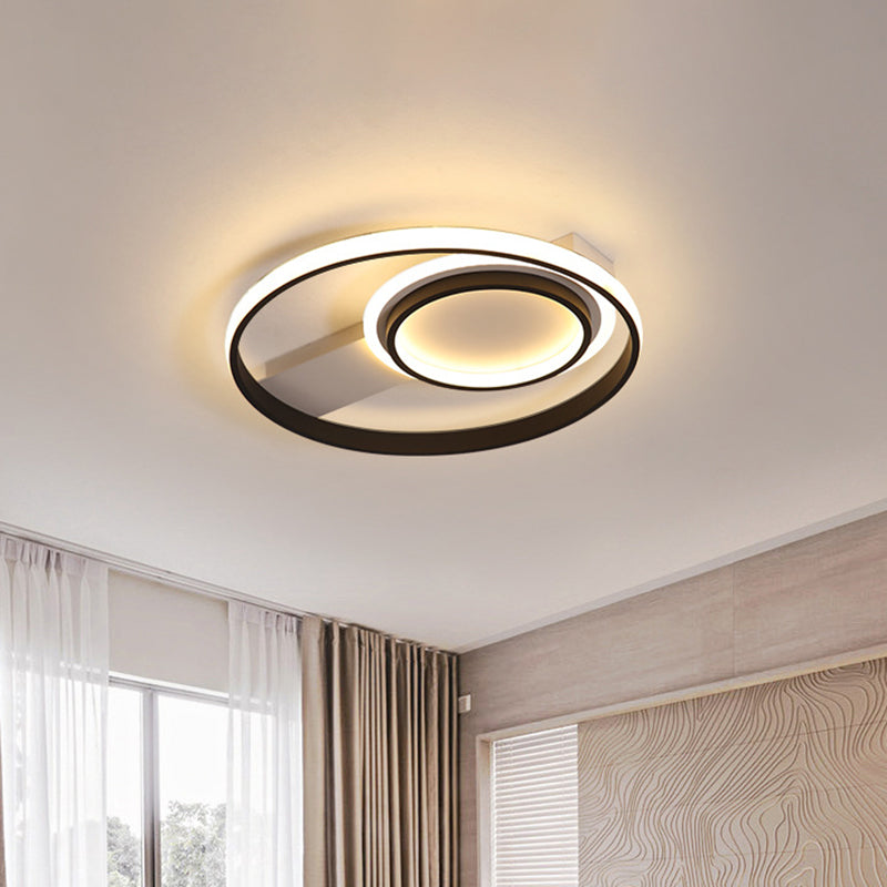 Circular Metallic Flush Mount Light Minimalism LED Black Flushmount Lighting, 16.5"/19.5" Wide
