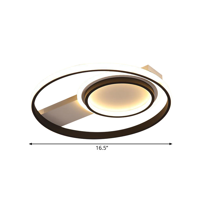 Circular Metallic Flush Mount Light Minimalism LED Black Flushmount Lighting, 16.5"/19.5" Wide