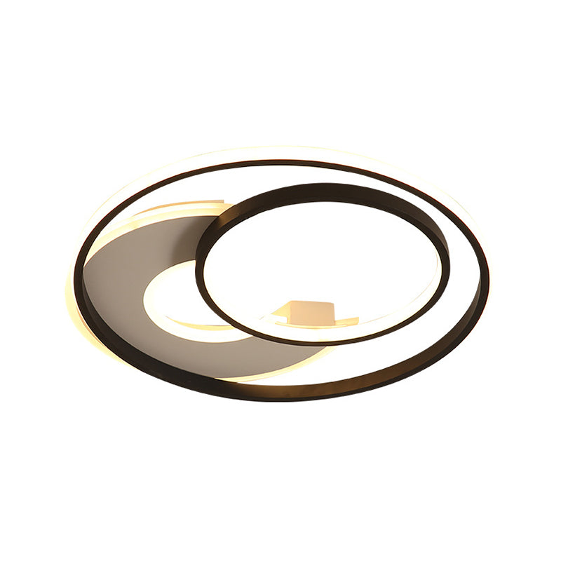 Metal Circular Flush Mount Contemporary 16"/19.5" Wide LED Flush Light Fixture in Black, Warm/White Light