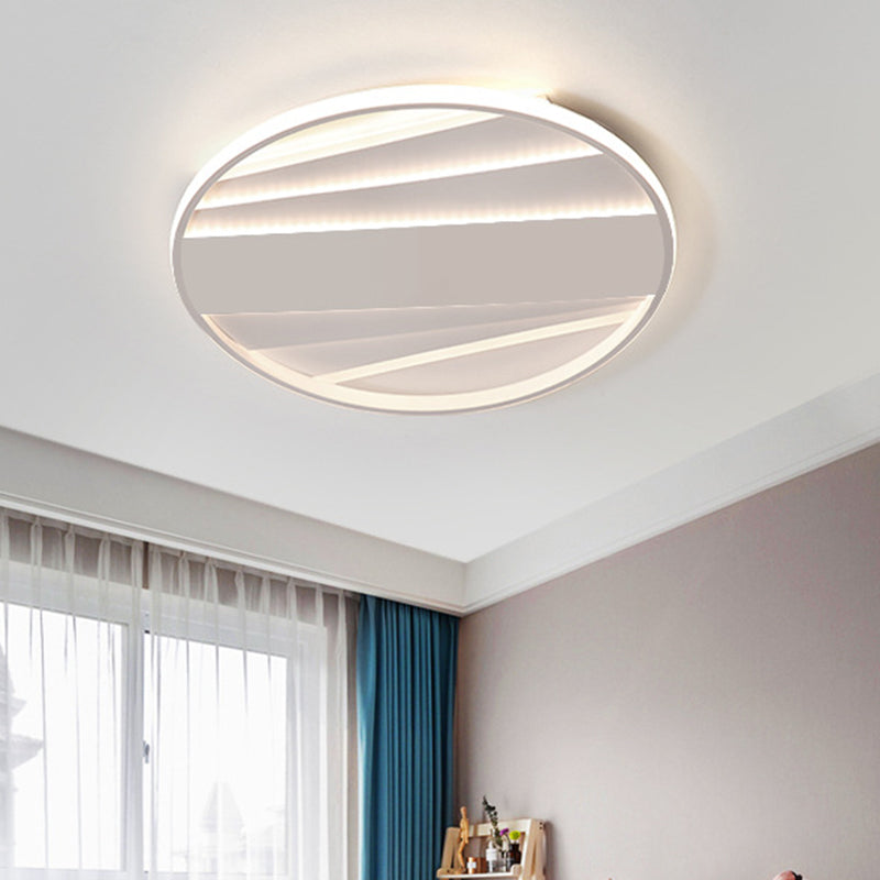 Lámpara empotrada de geometría metálica Minimalismo Iluminación LED empotrada en blanco y negro en luz blanca/cálida, 16"/19,5" W