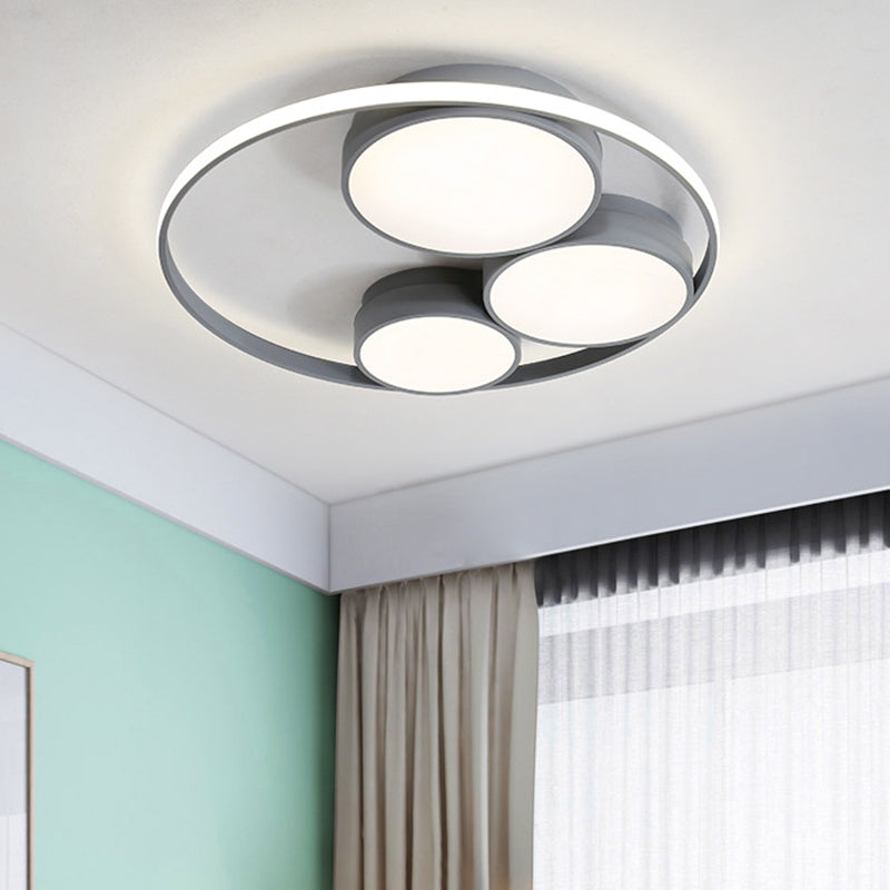 Grigio / White Round Flush Mount Lampada Nordic LED Acrilico Flush Soffitto Luce per Camera Da Letto, 18 "/21.5" /31 " Larghezza