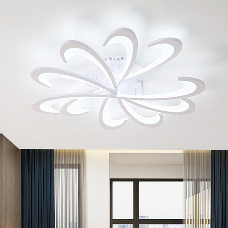 Metallic Floral Flush Mount Light Modern Black/White LED Ceiling Mounted Fixture in Warm/White Light, 31.5"/39" W