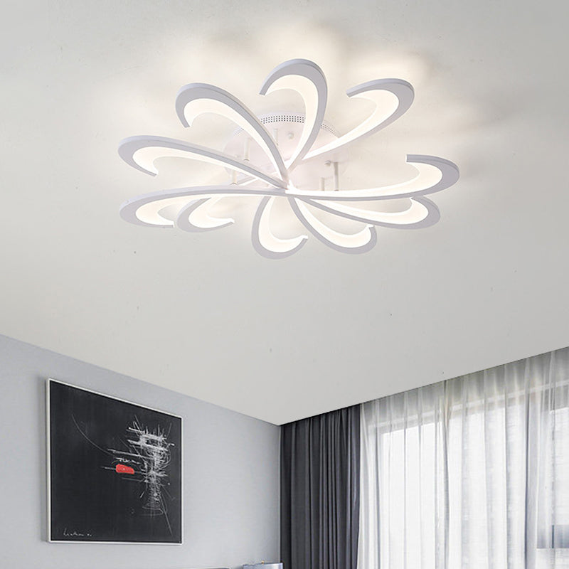 Metallic Floral Flush Mount Light Modern Black/White LED Ceiling Mounted Fixture in Warm/White Light, 31.5"/39" W