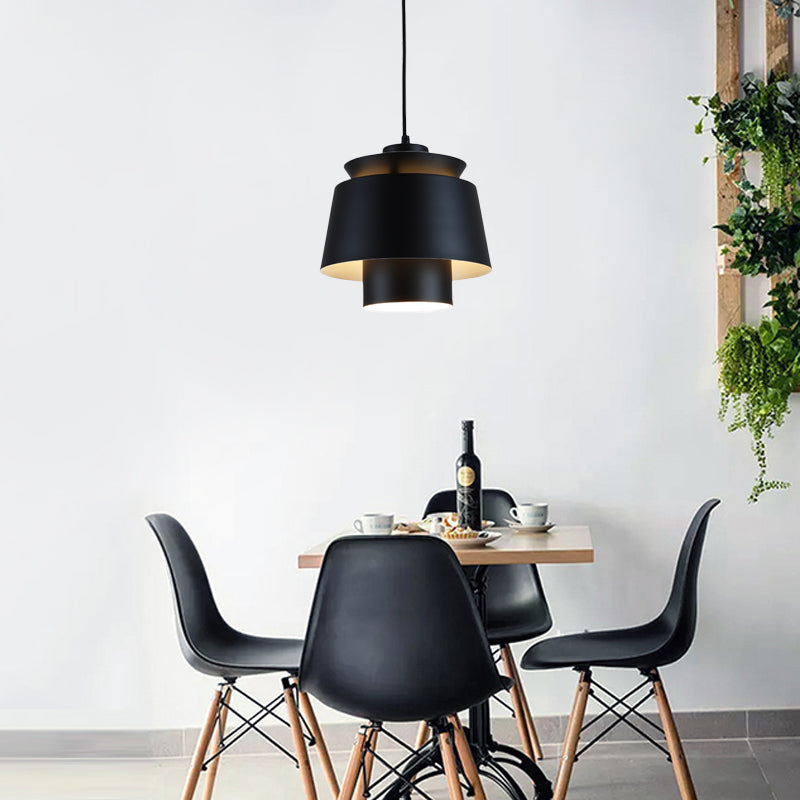 Lámpara de luz colgante de estilo modernista Metálico 1 cabezal Lámpara colgante de sala de estar en negro/gris