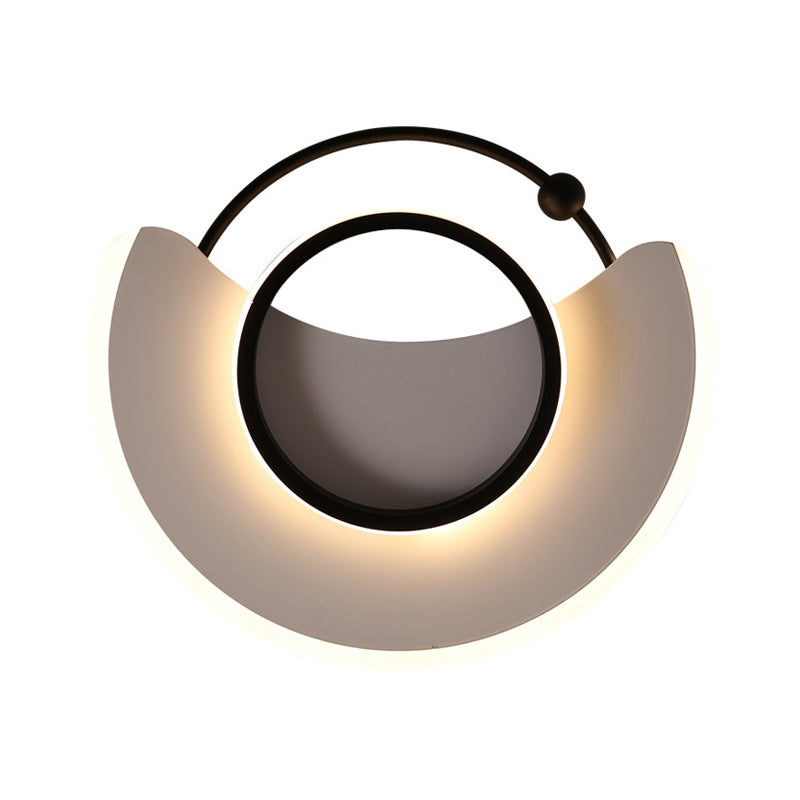 Black Geometric Flush Light Fixture Minimalist LED Metal Flush Mount Lighting, Warm/White Light