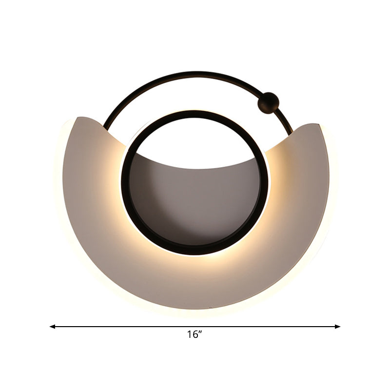 Black Geometric Flush Light Fixture Minimalist LED Metal Flush Mount Lighting, Warm/White Light