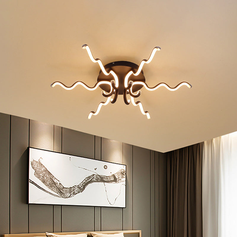 Schlangenartige halb Flush Mount Nordic LED schwarze Flush Decke Licht in warmem/weißem Licht für Schlafzimmer