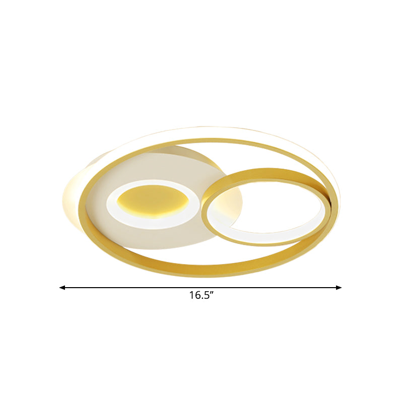 Gold Ring Ceiling Lighting Contemporary 16.5"/20.5" Width LED Metal Flushmount Light for Bedroom
